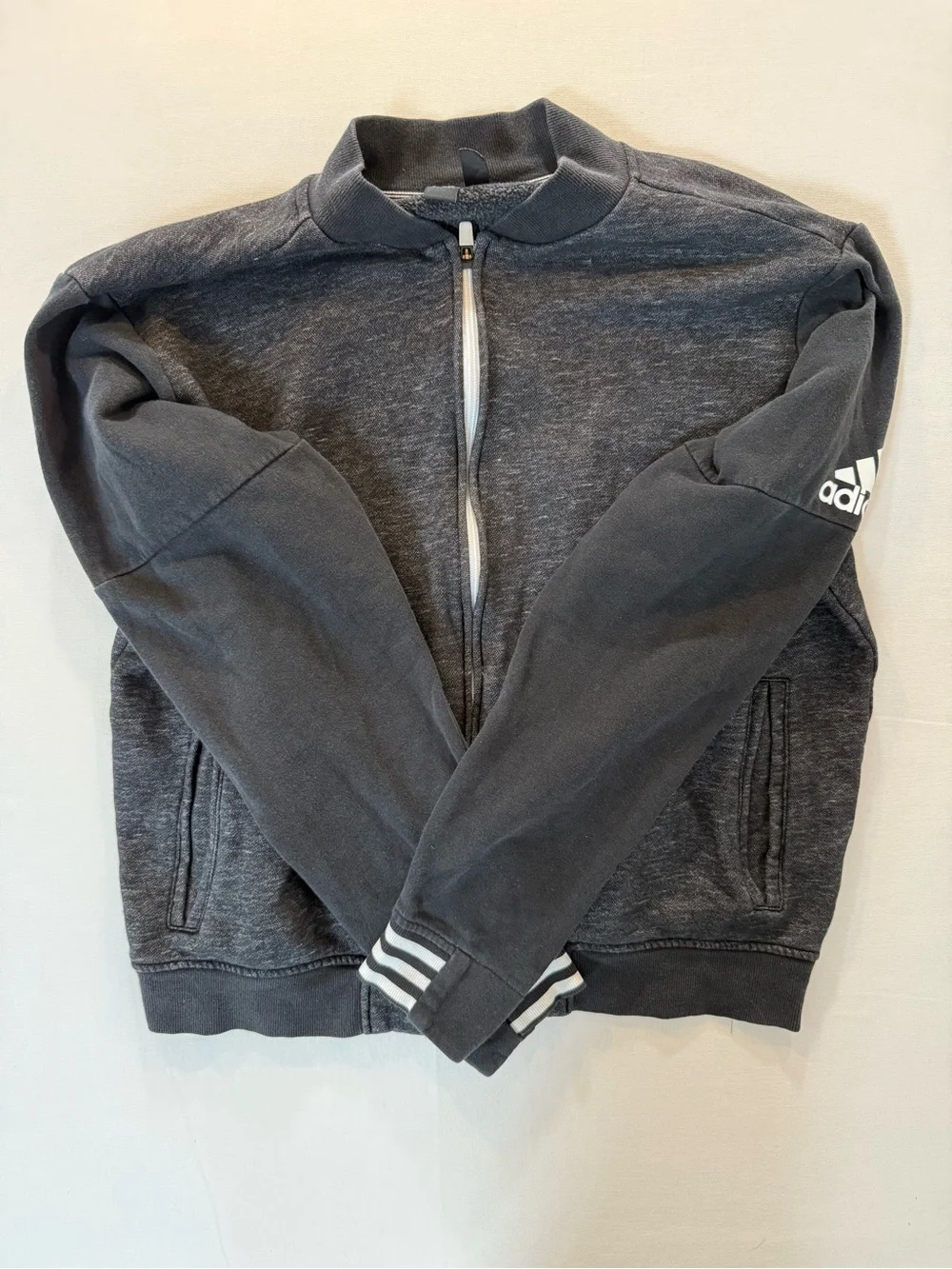 adidas Men’s Charcoal Zip-Up Track Sweater
